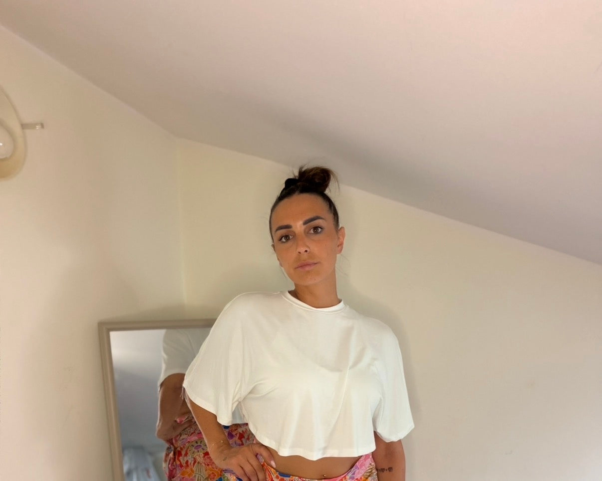 Maglia Crop Oversize con Maniche Ampie