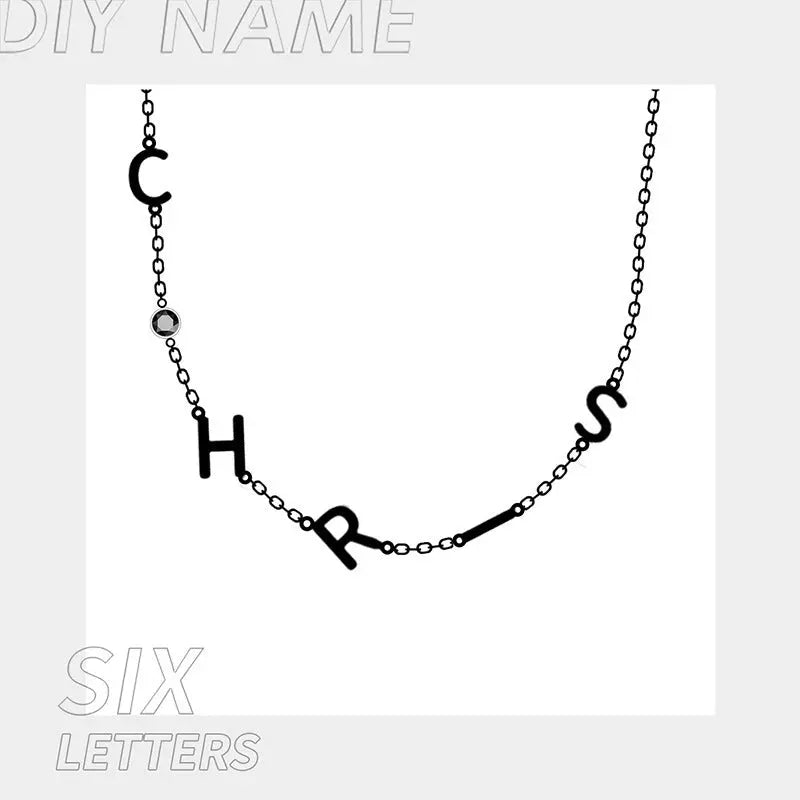Stainless Steel 26 English Letter Name Necklace-8