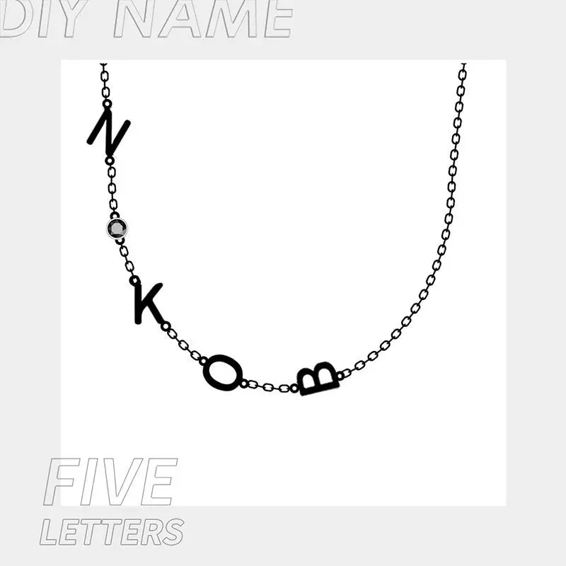 Stainless Steel 26 English Letter Name Necklace-7