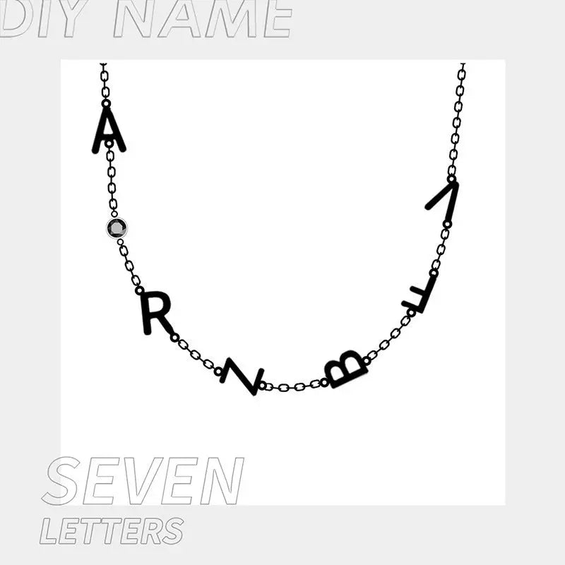 Stainless Steel 26 English Letter Name Necklace-9