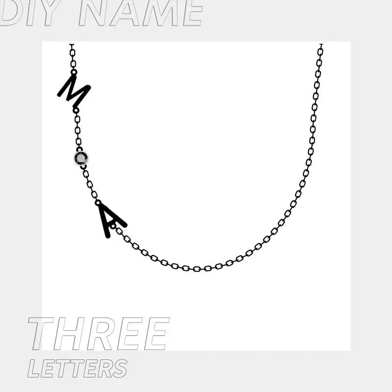Stainless Steel 26 English Letter Name Necklace-5