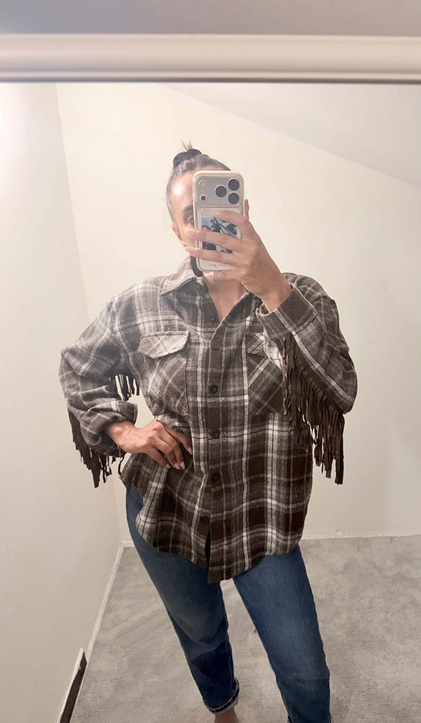 Camicia a quadri con frange