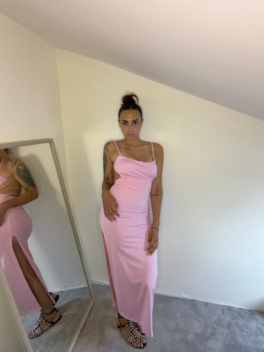 Abito Lungo Satin Rosa Barbie