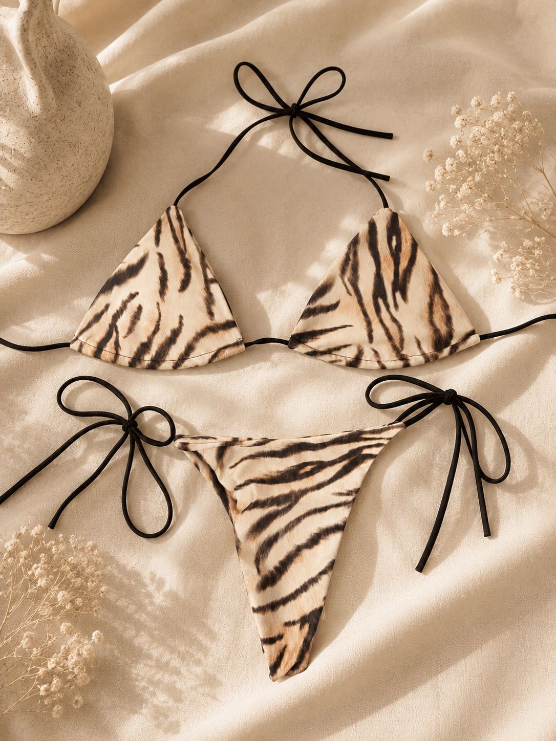 Copricostume con bikini zebrato