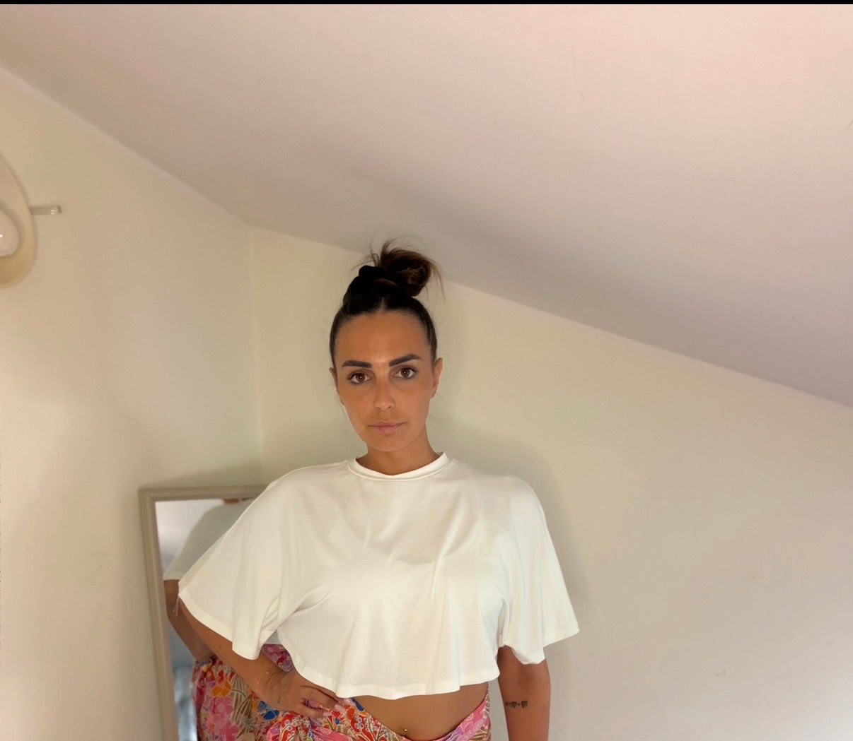 Maglia Crop Oversize con Maniche Ampie