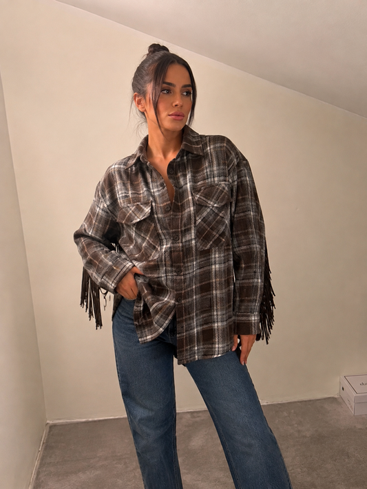 Camicia a quadri con frange