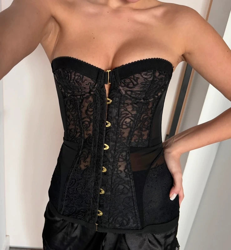 Corsetto nero in pizzo