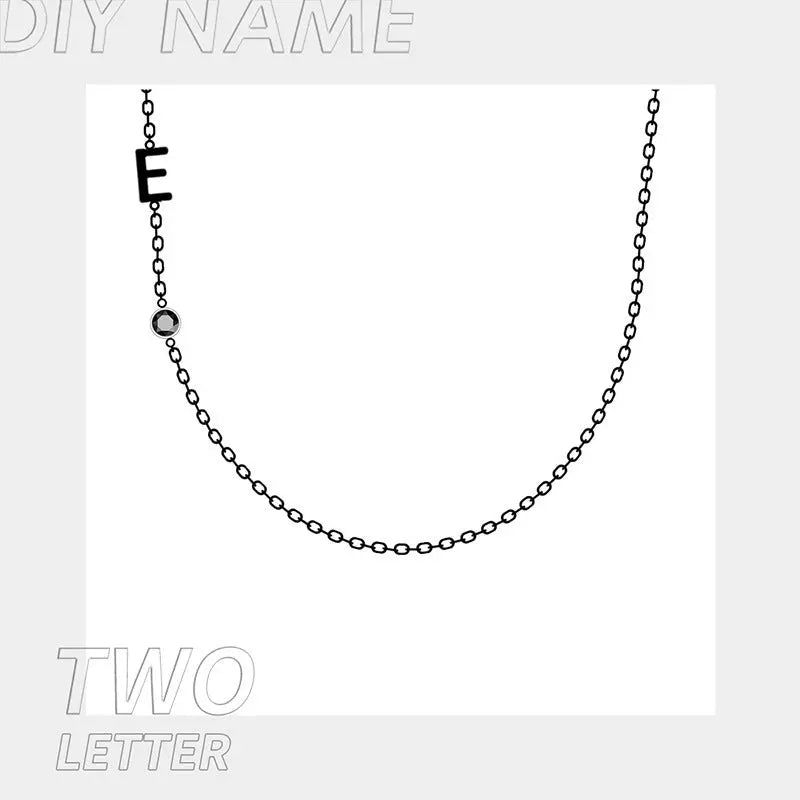 Stainless Steel 26 English Letter Name Necklace-4